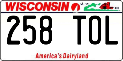 WI license plate 258TOL