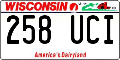 WI license plate 258UCI