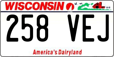 WI license plate 258VEJ