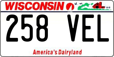 WI license plate 258VEL