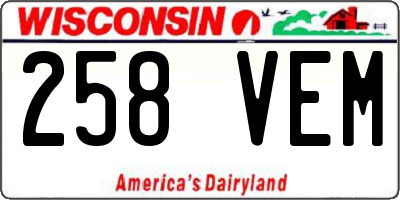 WI license plate 258VEM