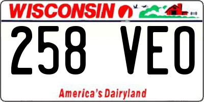 WI license plate 258VEO