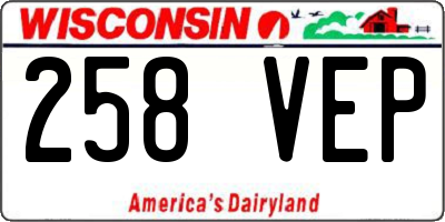 WI license plate 258VEP
