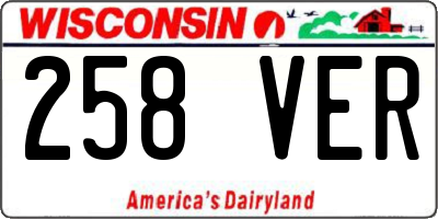 WI license plate 258VER