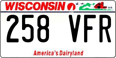 WI license plate 258VFR