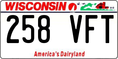 WI license plate 258VFT