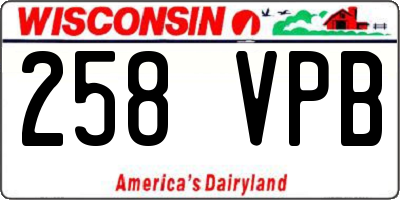 WI license plate 258VPB