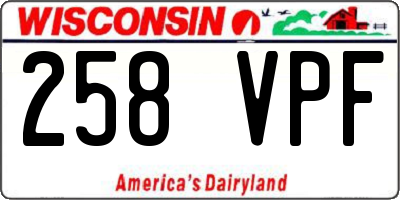 WI license plate 258VPF