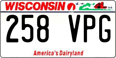WI license plate 258VPG