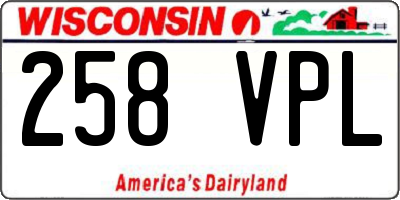 WI license plate 258VPL