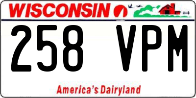 WI license plate 258VPM