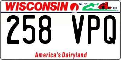 WI license plate 258VPQ