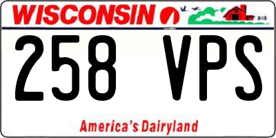 WI license plate 258VPS