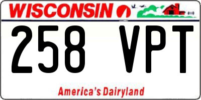 WI license plate 258VPT