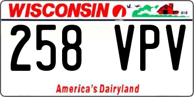 WI license plate 258VPV
