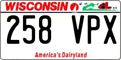 WI license plate 258VPX