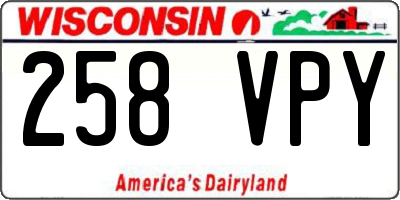 WI license plate 258VPY