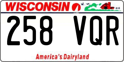 WI license plate 258VQR