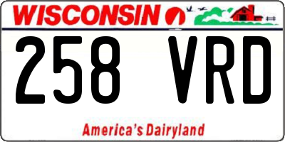 WI license plate 258VRD