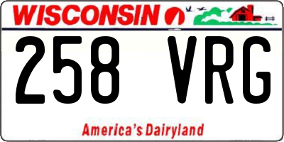WI license plate 258VRG