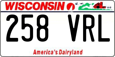 WI license plate 258VRL