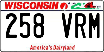 WI license plate 258VRM