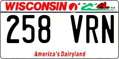 WI license plate 258VRN