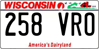 WI license plate 258VRO