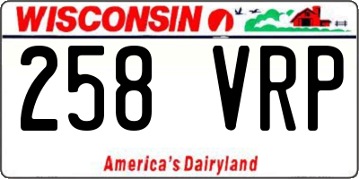 WI license plate 258VRP