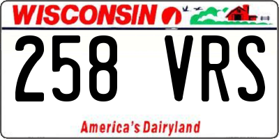 WI license plate 258VRS