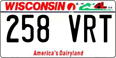 WI license plate 258VRT