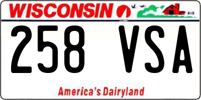 WI license plate 258VSA
