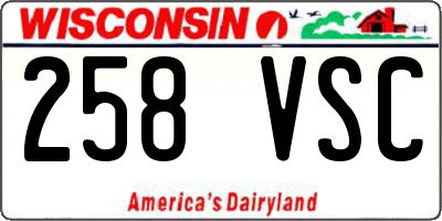 WI license plate 258VSC