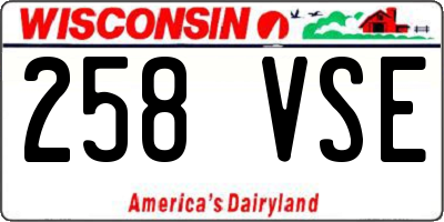 WI license plate 258VSE