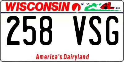 WI license plate 258VSG