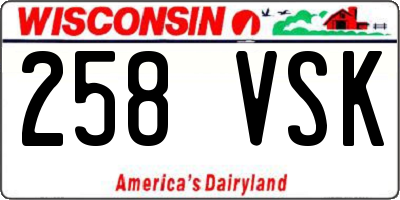 WI license plate 258VSK