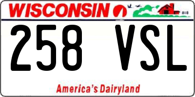 WI license plate 258VSL