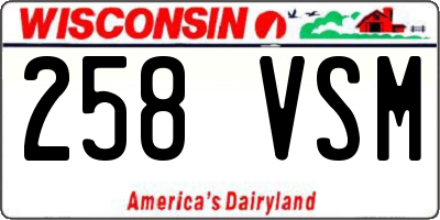 WI license plate 258VSM