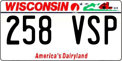 WI license plate 258VSP