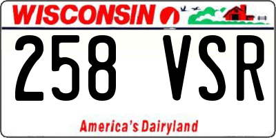 WI license plate 258VSR