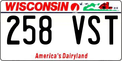 WI license plate 258VST