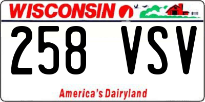 WI license plate 258VSV