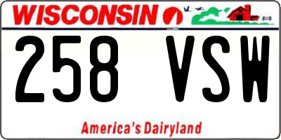 WI license plate 258VSW