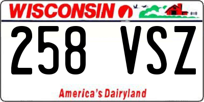 WI license plate 258VSZ