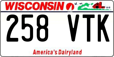 WI license plate 258VTK