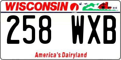 WI license plate 258WXB