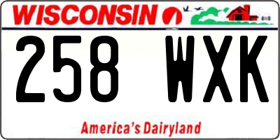 WI license plate 258WXK