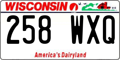 WI license plate 258WXQ