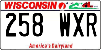 WI license plate 258WXR