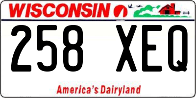 WI license plate 258XEQ